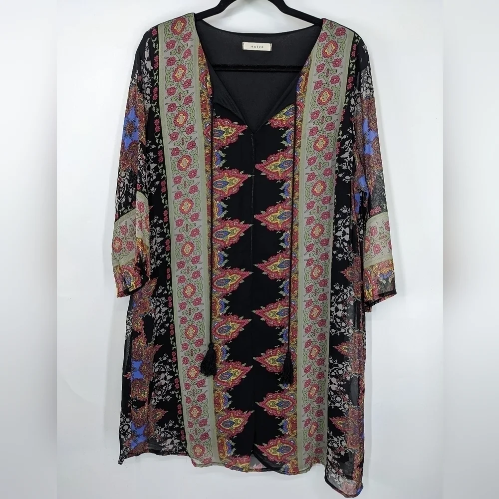 ENTRO Tassel 3/4 Sleeve Dress